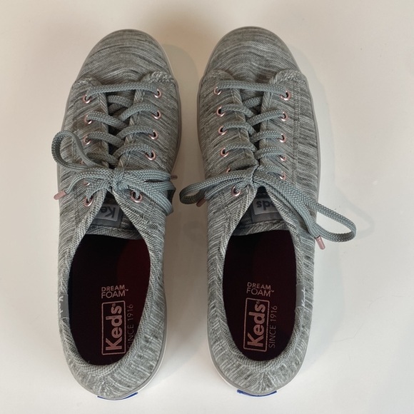 Keds Triple Kick Heathered Stripe Knit Light Grey Platform Sneakers Size 10 - Picture 8 of 16